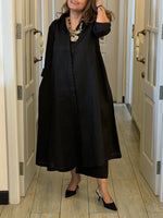 Navya - Black Pure Linen Kurta / Kurta Set