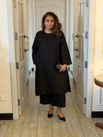 Navya - Black Pure Linen Kurta Set