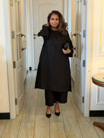 Navya - Black Pure Linen Kurta Set
