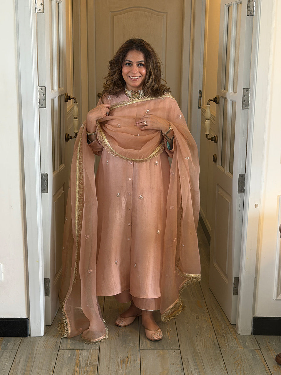 NEERA - Dewy Pink Silk Kurta Set