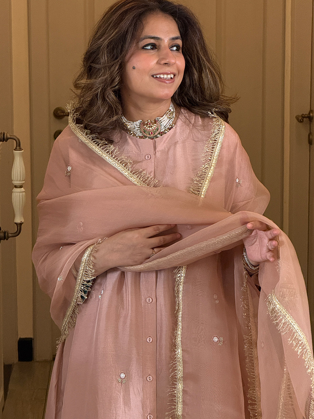NEERA - Dewy Pink Silk Kurta Set