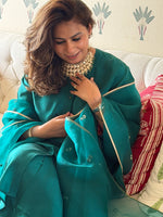 NEERA - Teal Green Silk Kurta Set