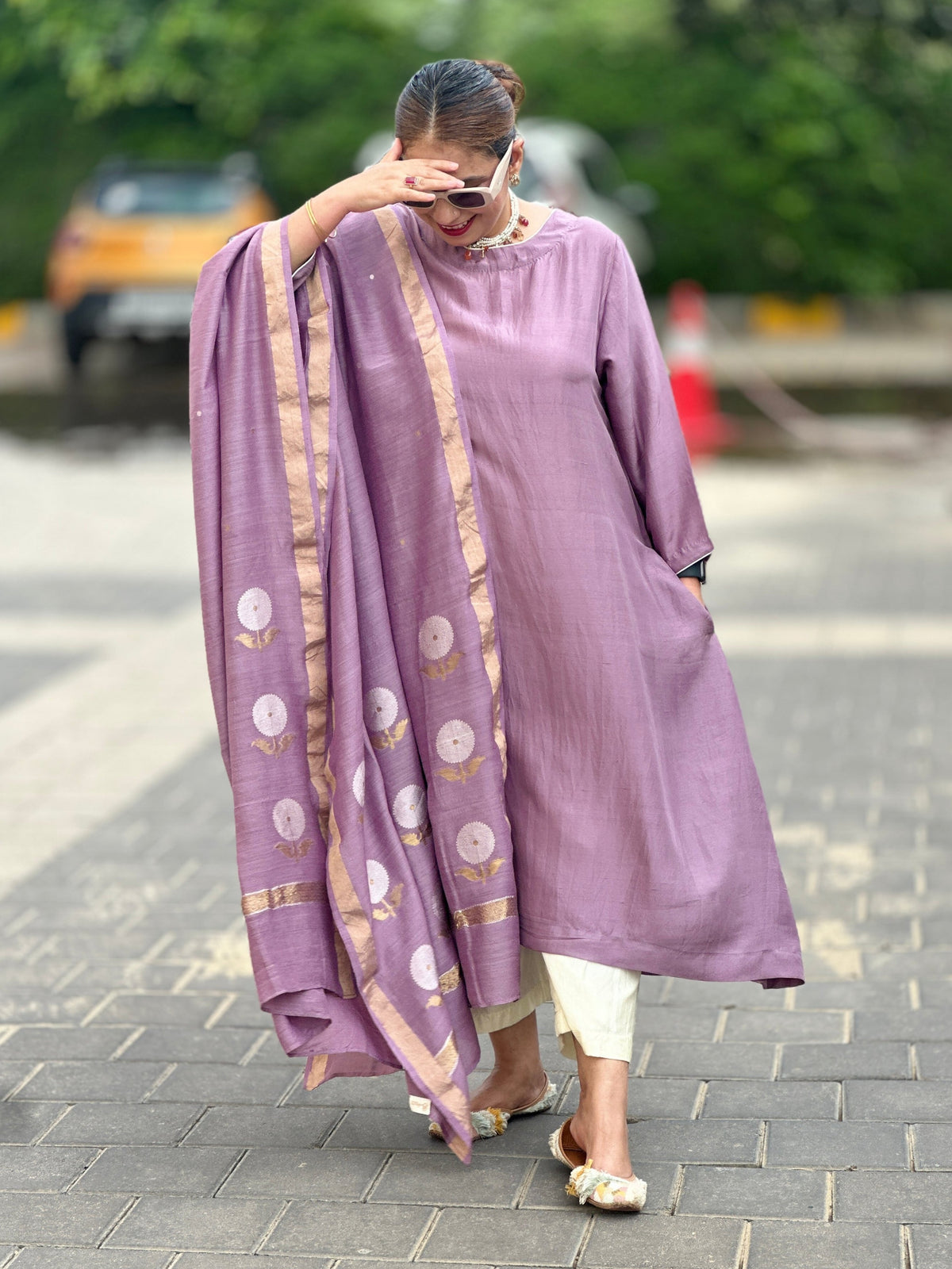 MOH - Lila Pink Pure Silk Kurta / Suit set