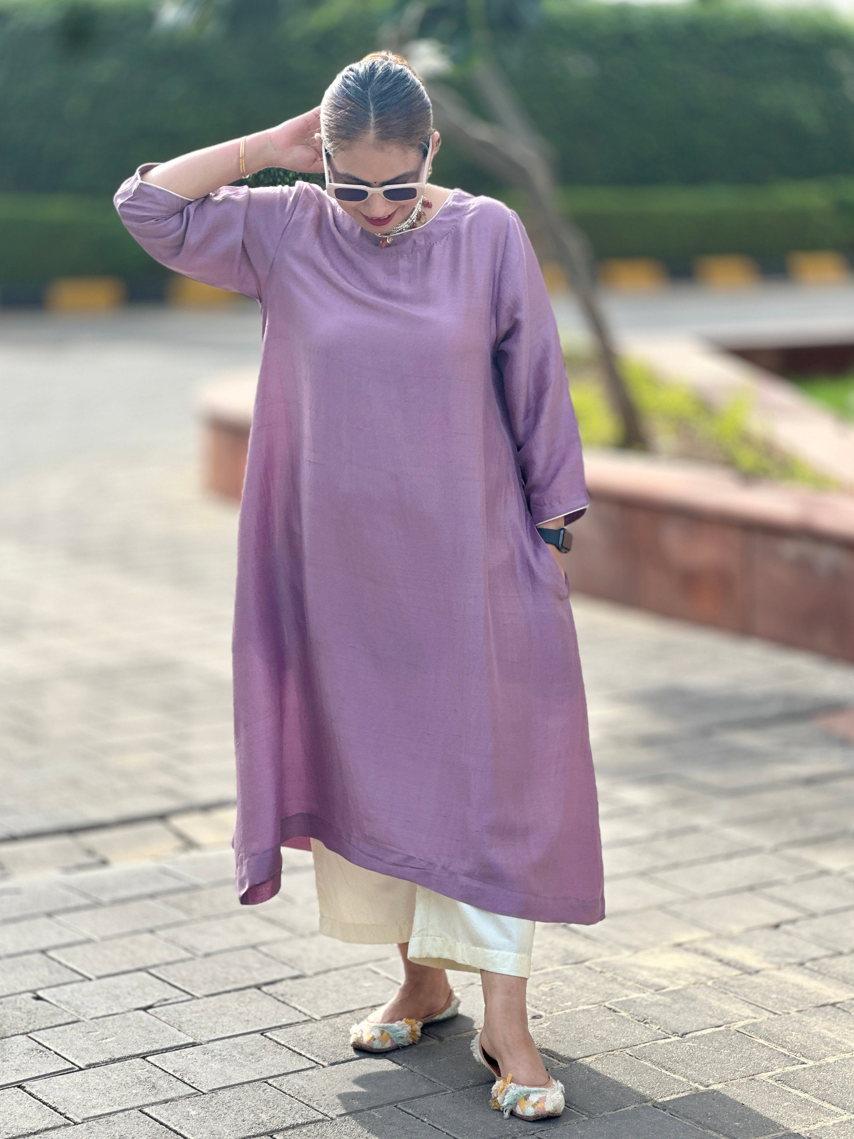 MOH - Lila Pink Pure Silk Kurta / Suit set