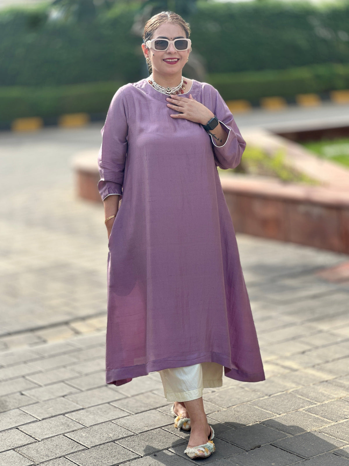 MOH - Lila Pink Pure Silk Kurta / Suit set