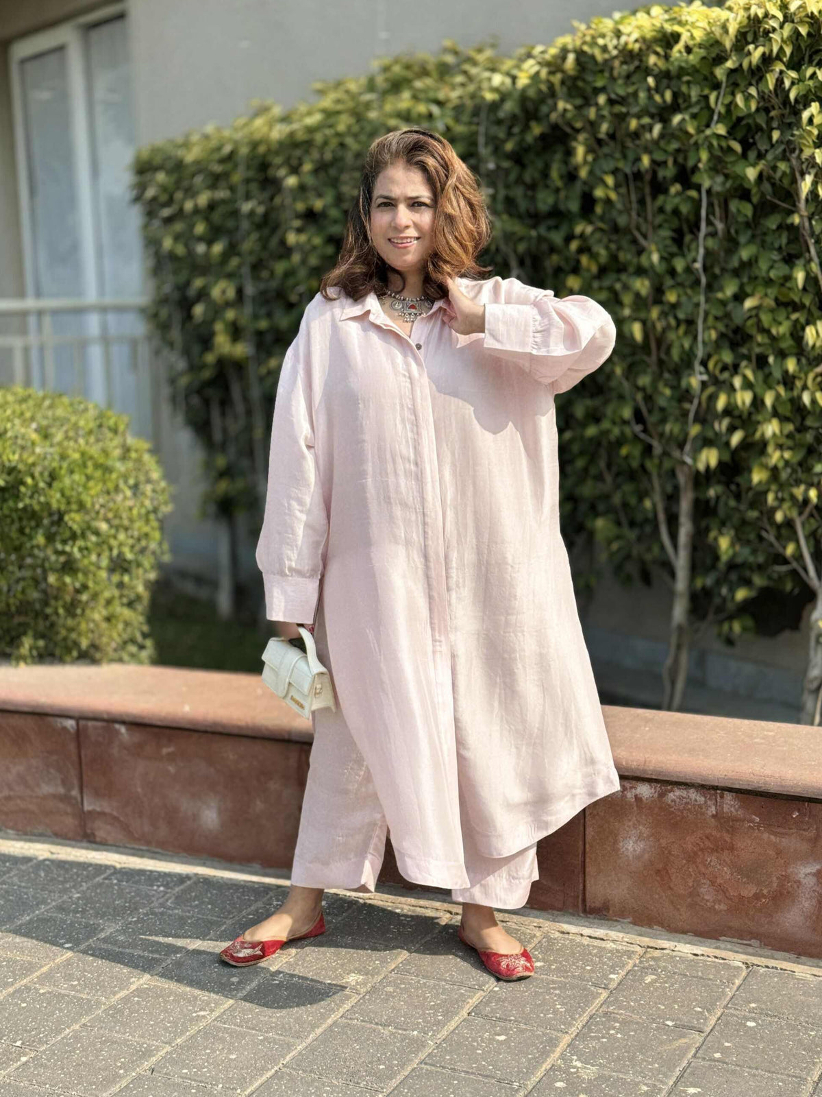 MAAYA -Rose Silk Loose Fit Kurta with Pants