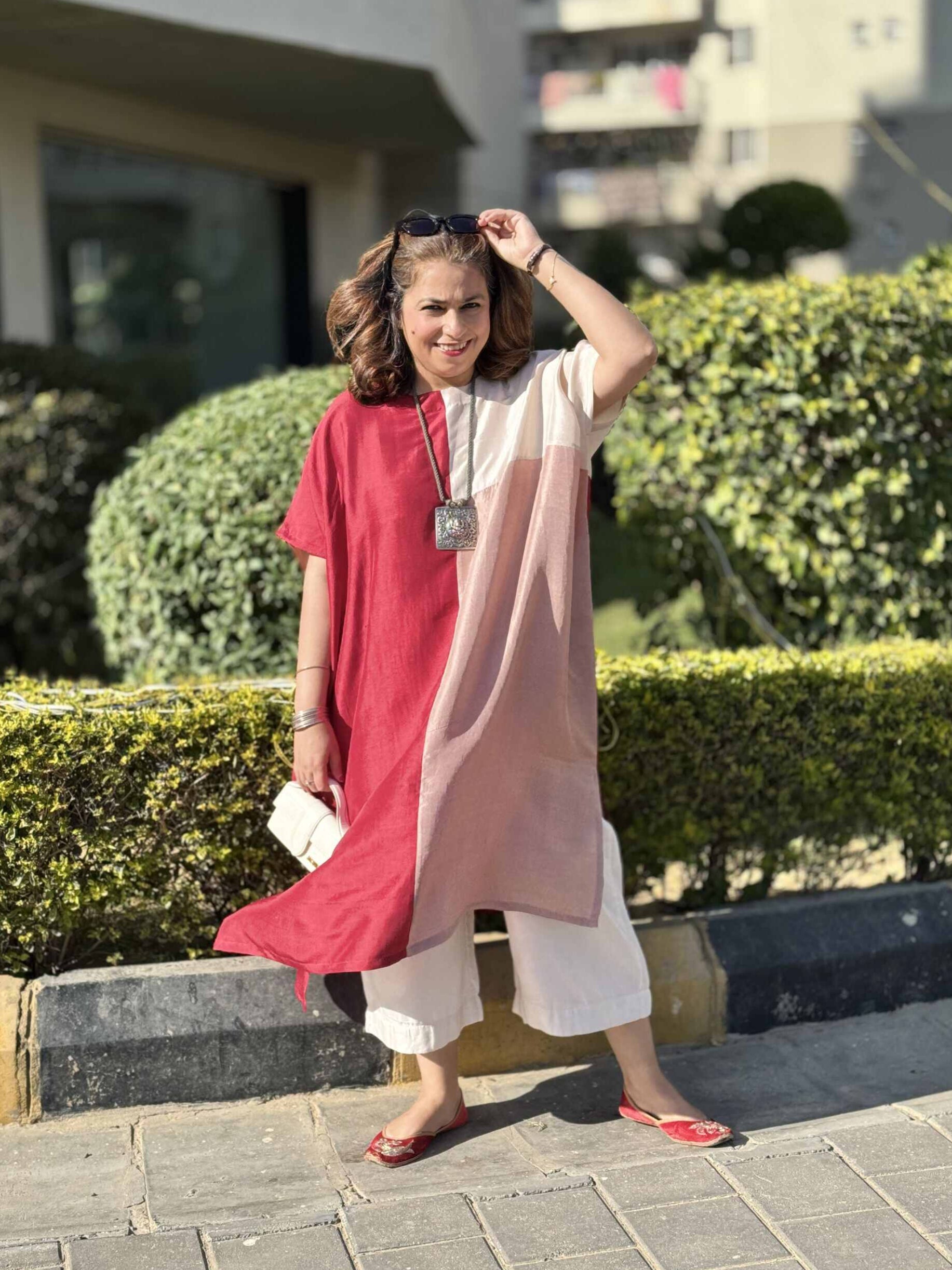 RANG | Maroon Color Block Pure Silk Co-ord Set – MuddnMe– muddnme