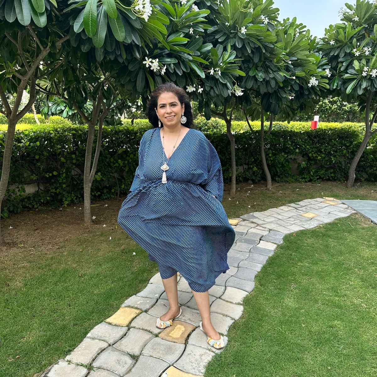 Summer Breeze Kaftan - Indigo Stripes