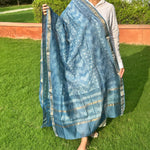 Teal Blue Bandhej Cotsilk Handblock 2 Piece Suit - Embrace Festive Elegance and Timeless Artistry