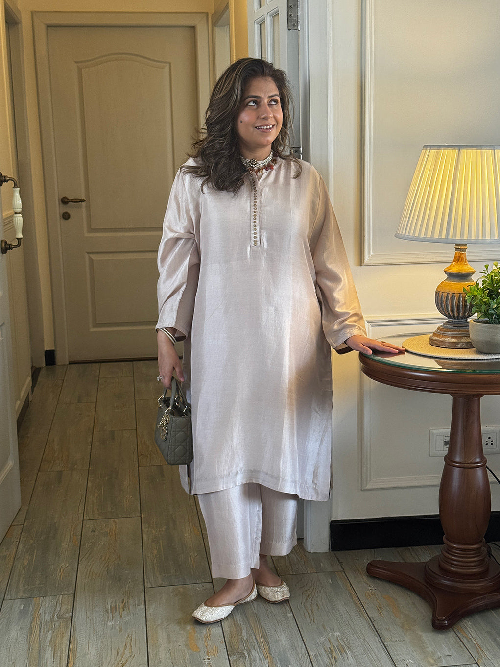 Mishri - Pearl Pink Pure Silk Kurta Set