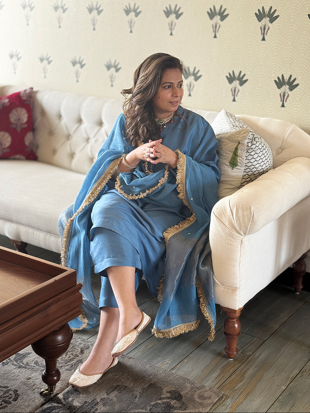 Mishri - Smoke Blue Pure Silk Kurta Set