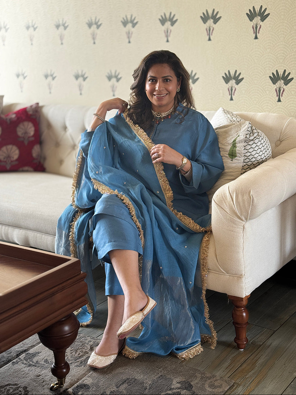 Mishri - Smoke Blue Pure Silk Kurta Set