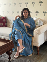 Mishri - Smoke Blue Pure Silk Kurta Set