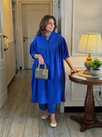 Mishri - Deep Blue Pure Silk Kurta set (Loose Fit / One Size)
