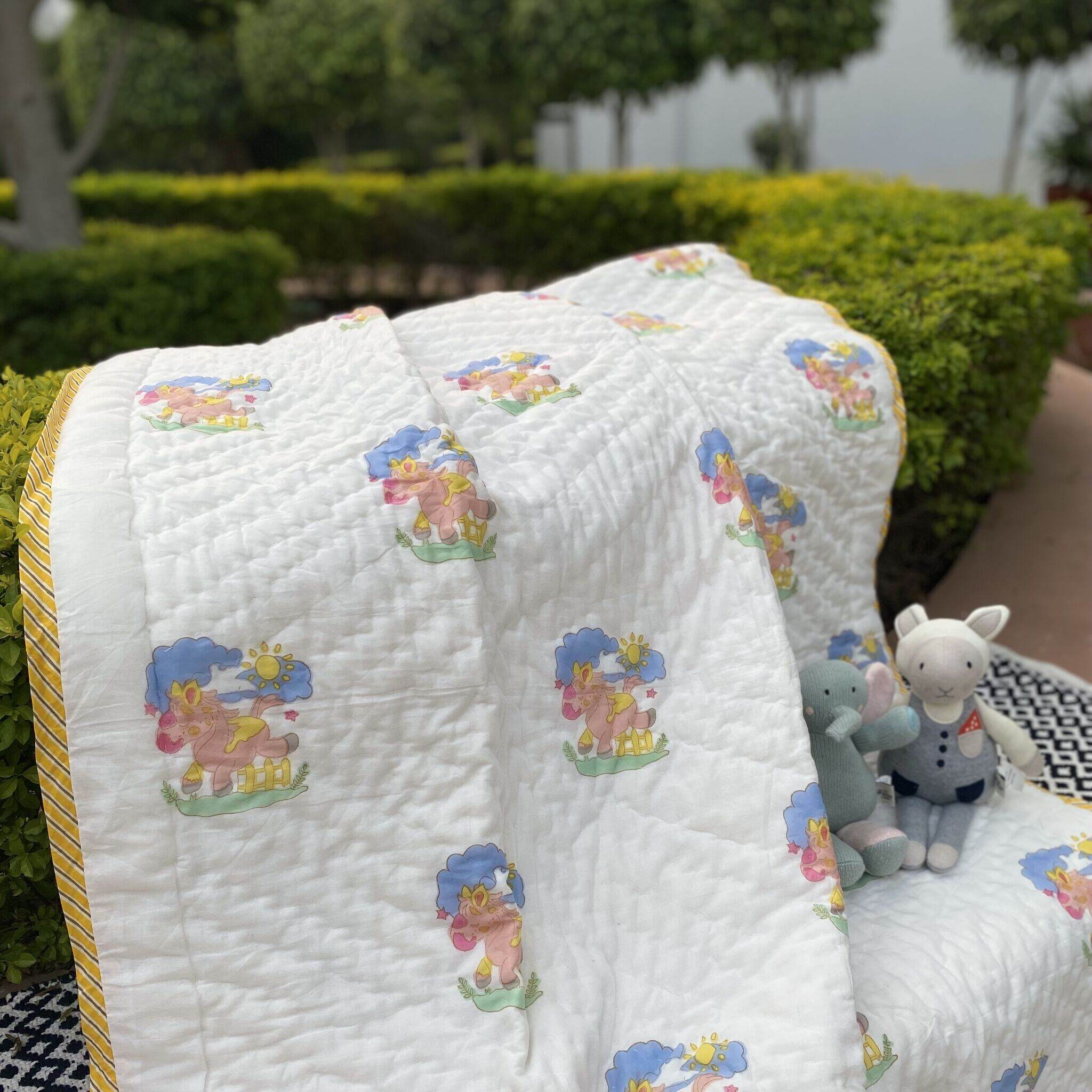 Peachy Peach Unicorn Reversible Kids Quilt