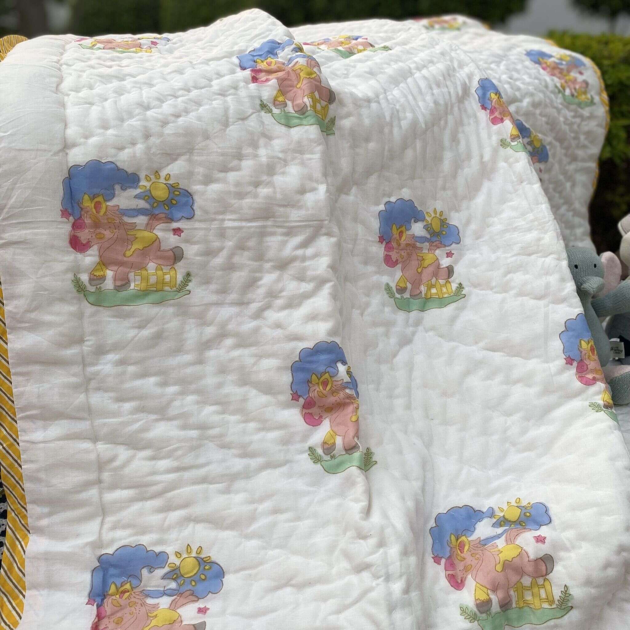 Peachy Peach Unicorn Reversible Kids Quilt