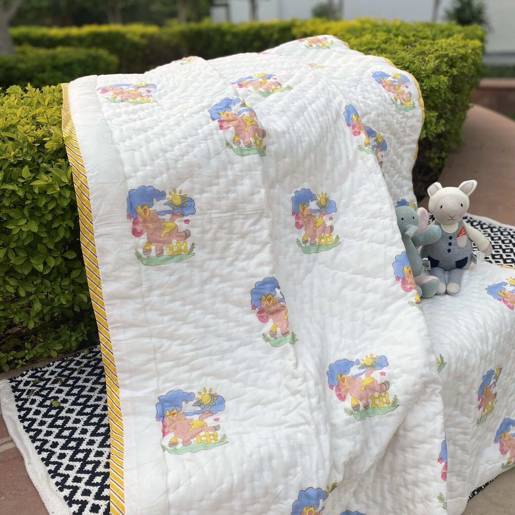 Peachy Peach Unicorn Reversible Kids Quilt