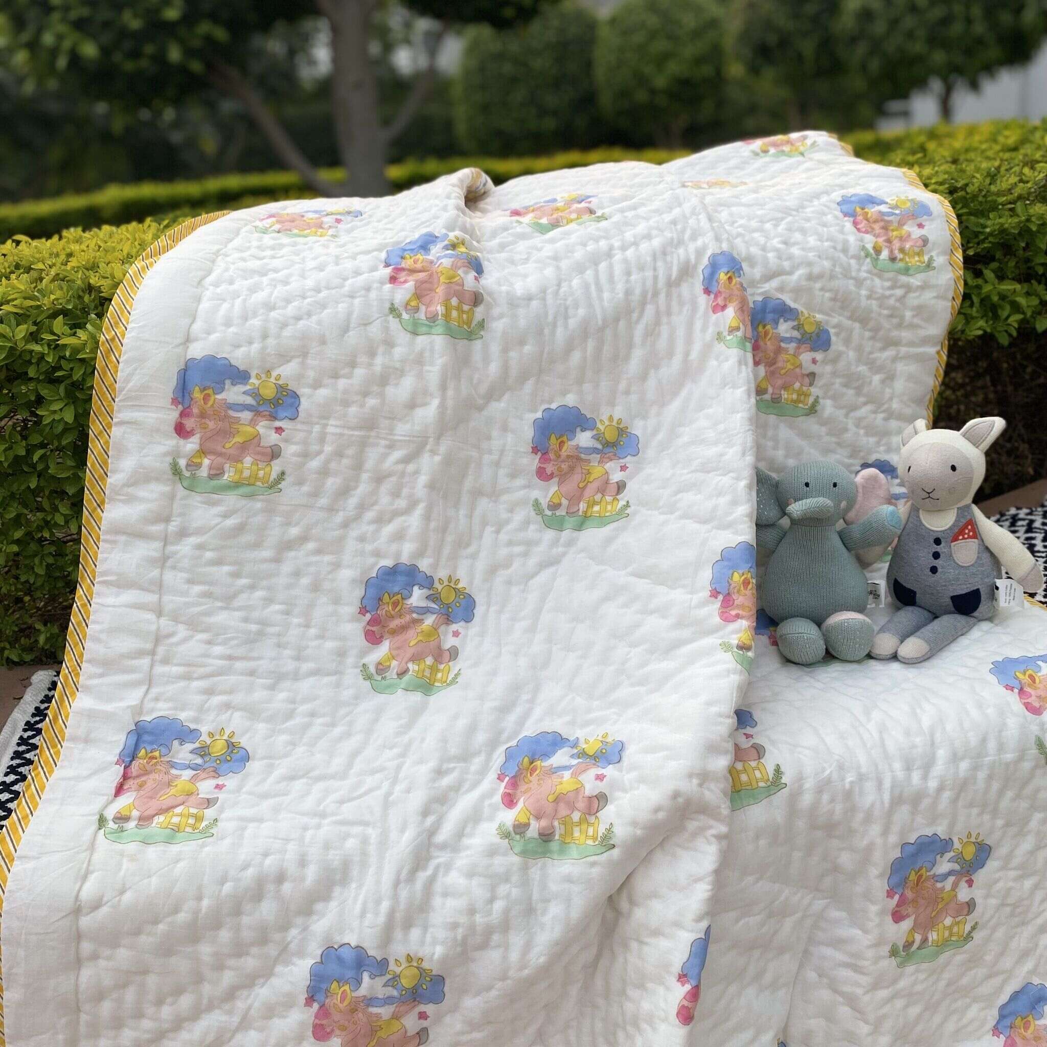 Peachy Peach Unicorn Reversible Kids Quilt