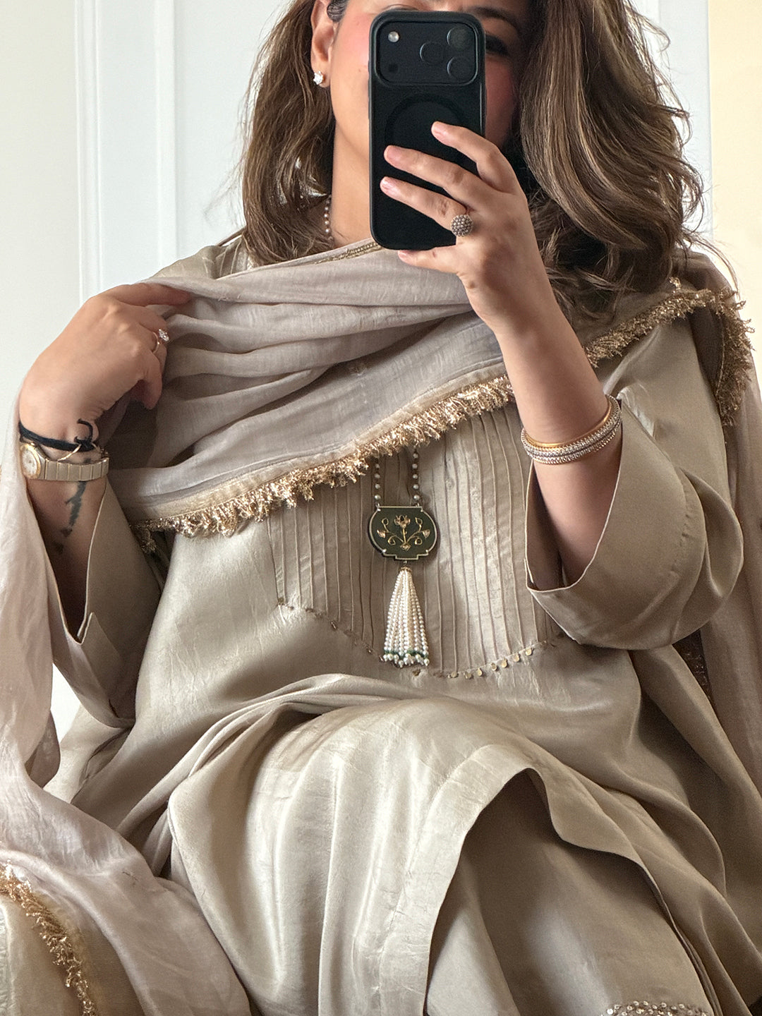 SITARA - Oakwood Silk Co-ord set (Loose Fit / One Size)