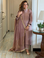 SEHAR - Rose Taupe Pure Silk Kurta Set