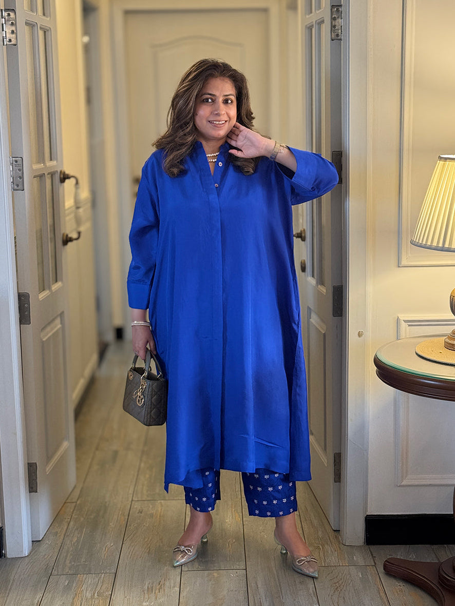SEHAR - Electric Blue Pure Silk Kurta / Kurta Set
