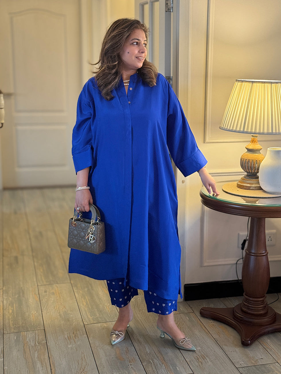 SEHAR - Electric Blue Pure Silk Kurta / Kurta Set