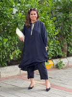 Neera - Nocturne Black Zari Silk Kurta Set (Loose Fit / One Size)