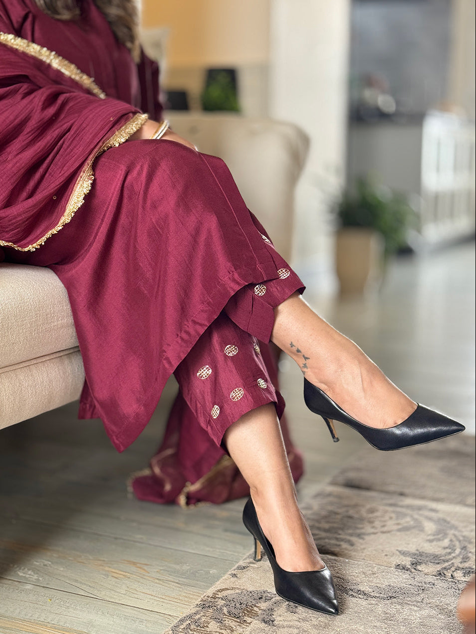 SEHAR - Malbec Pure Silk Kurta / Kurta Set