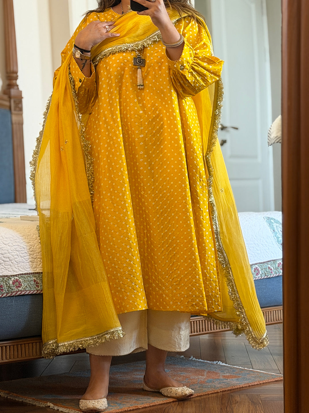 REET - Basant Bandhej One Size Silk Kurta Set