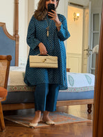 REET - Indigo Teal Bandhej Silk Kurta Set