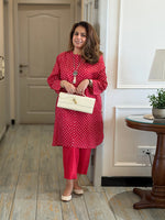 REET - Poppy Red Bandhej Silk Kurta Set
