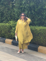 Neera - Lime Green Silk Embroidered Kurta (Loose Fit / One Size)