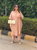 Neera - Petal Pink Silk Embroidered Kurta (Loose Fit / One Size)