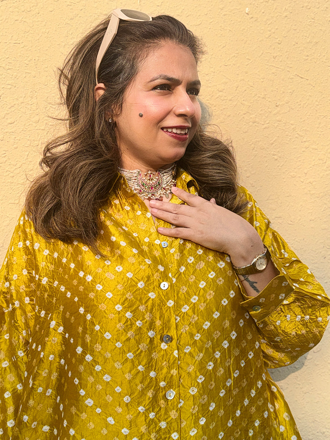 REET - Zest Green Bandhej Silk Kurta (Anti Fit / One Size)