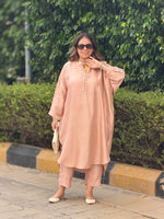 Neera - Petal Pink Silk Embroidered Kurta (Loose Fit / One Size)