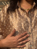 REET - Honey Gold Bandhej Silk Kurta (Anti Fit / One Size)