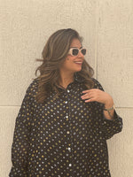 REET - Charcoal Black Bandhej Silk Kurta (Anti Fit / One Size)