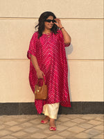 REET - Hot Pink Bandhej One Size Silk Kurta