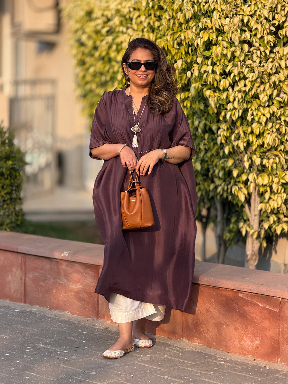 SITARA - Espresso Brown Pure Silk Co-ord set (Loose Fit / One Size)