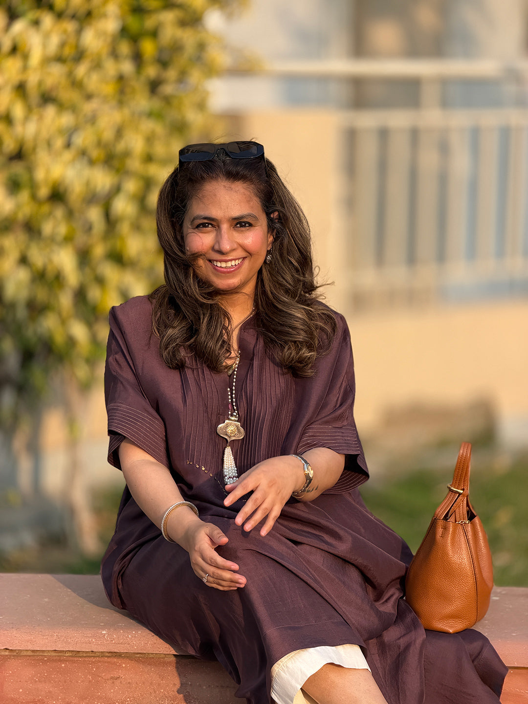 SITARA - Espresso Brown Pure Silk Co-ord set (Loose Fit / One Size)