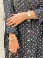 REET - Charcoal Black Bandhej Silk Kurta (Anti Fit / One Size)