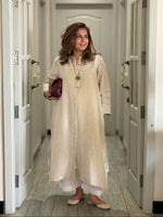Navya - Beige Pure Linen Kurta Set