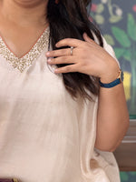 Neera - Pink Nude Silk Embroidered Kurta (Loose Fit / One Size)