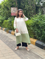 RANG - Sage Grace Color Block Pure Silk Kurta / Kurta Set