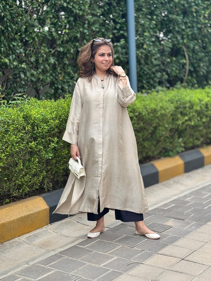 SEHAR - Champagne Pure Silk Kurta / Kurta Set