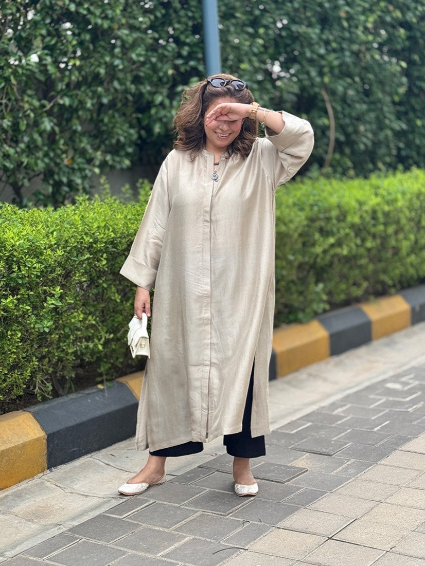 SEHAR - Champagne Pure Silk Kurta / Kurta Set