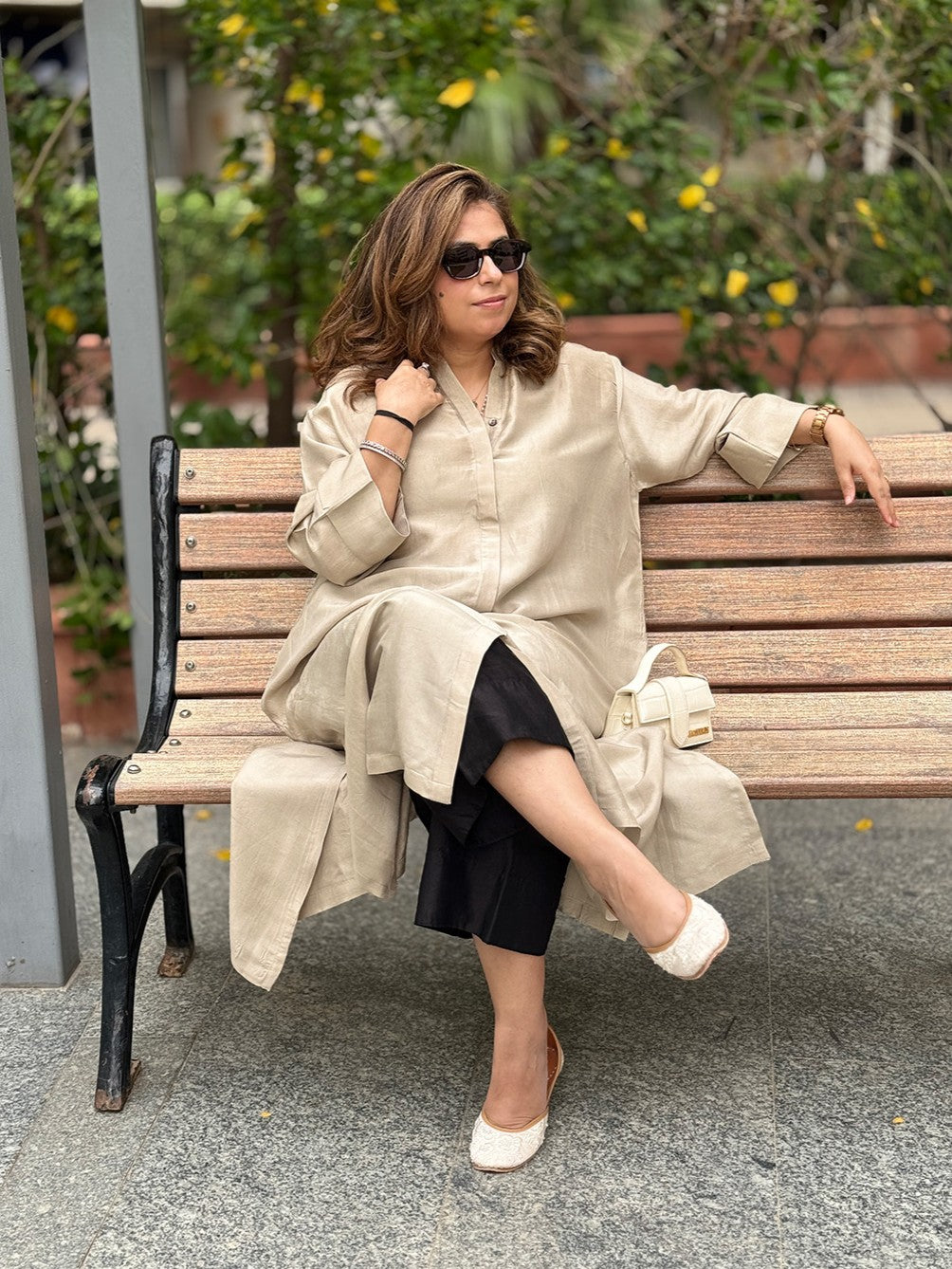 SEHAR - Champagne Pure Silk Kurta / Kurta Set