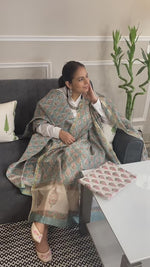 Green Booti Cotsilk Handblock 3 Piece Suit - Embrace Festive Elegance and Timeless Artistry