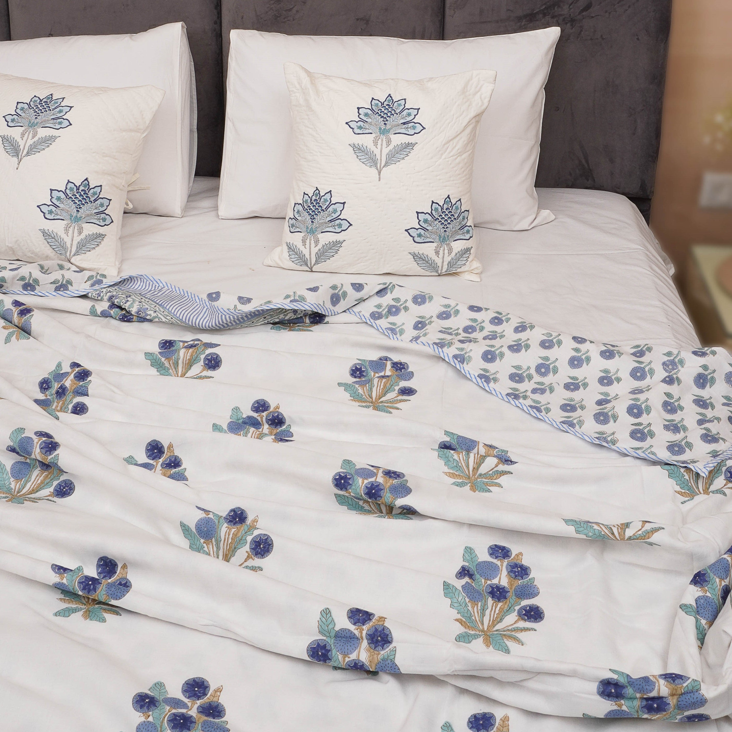 Blue Berries Reversible Dohar / AC Covering Sheet