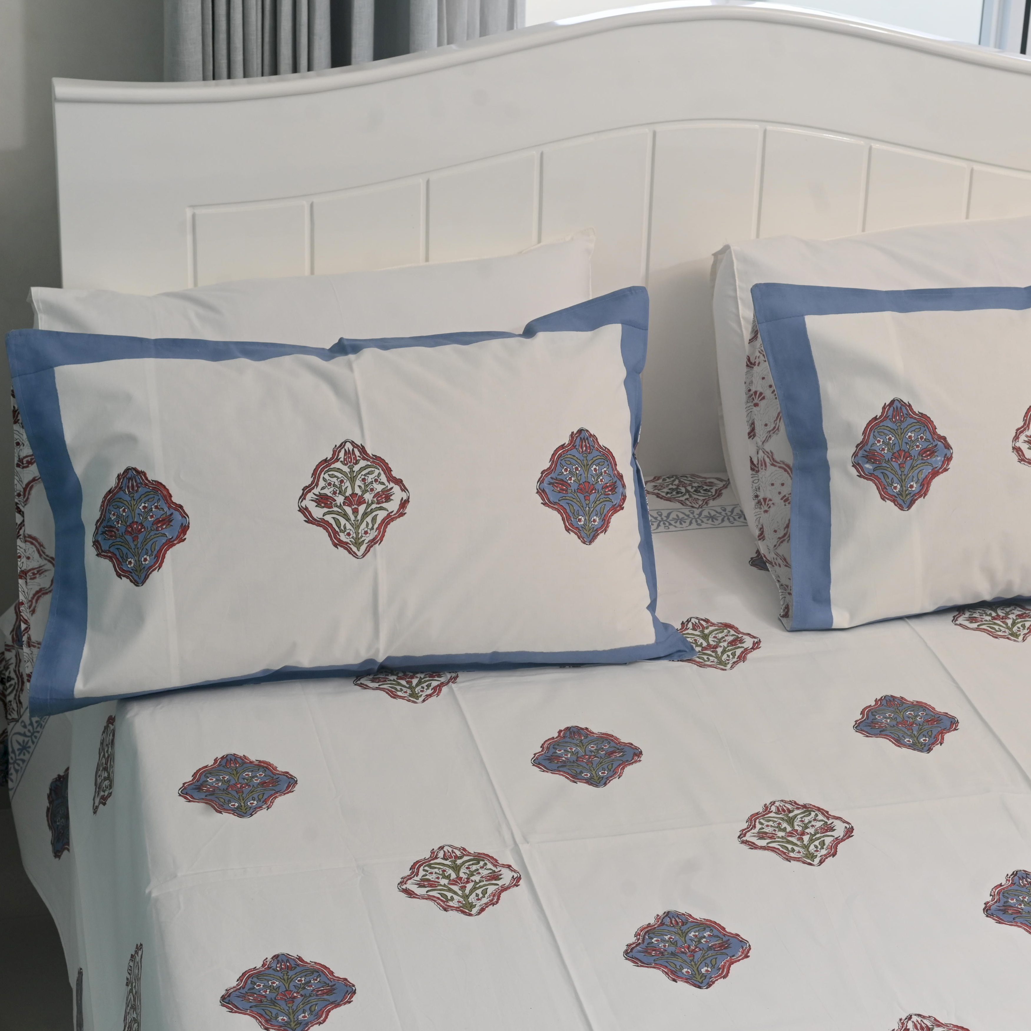 Blue Diamond Bedsheet with two Pillow Covers